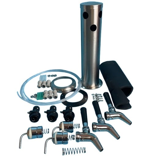 Tap column with 3 taps, complete with hoses and fittings