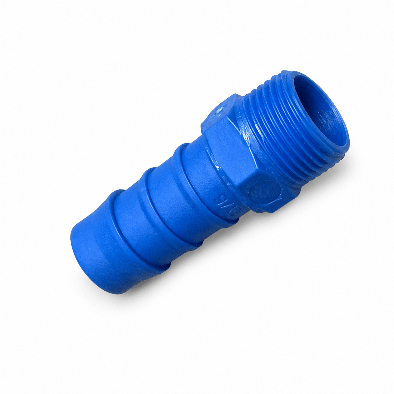 Plastic hose connector, 14 mm male – 3/8″